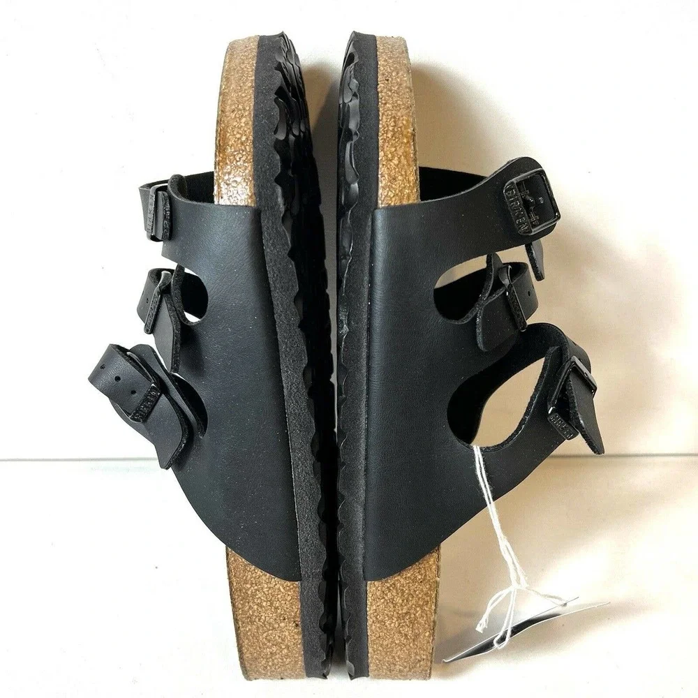 Birkenstock Women EU 41 US 10 Florida Soft Footbed Birko-Flor Black Sandal Slide - Picture 5 of 6